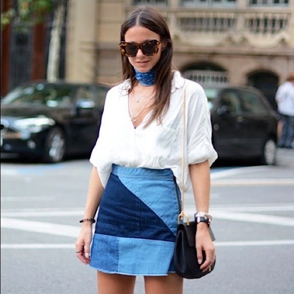 ZARA DENIM PATCHWORK SKIRT